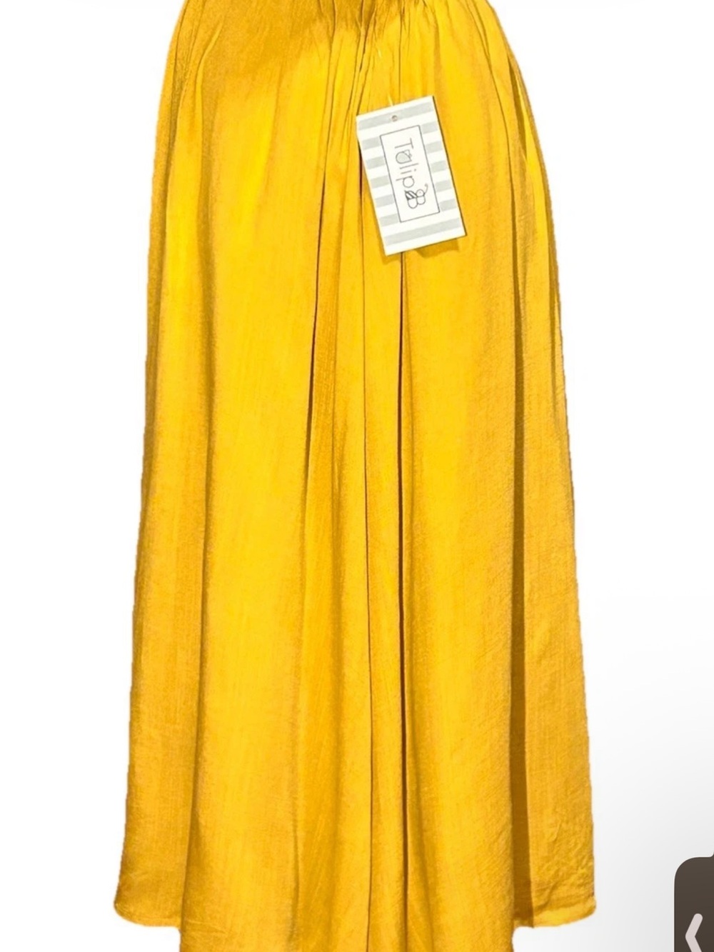 NWT Tulip B Button-Front Mustard Midi Skirt Elastic Waist Lined Pockets - Picture 3 of 7